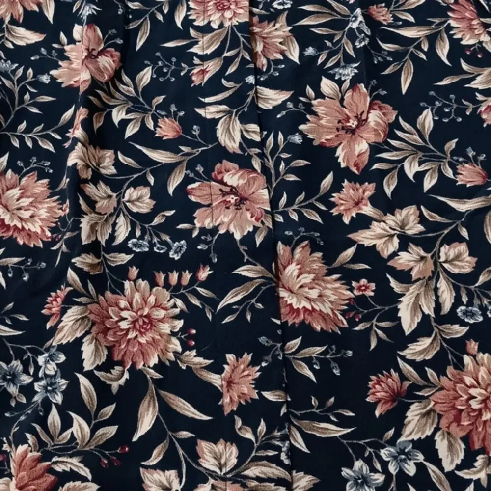 TALBOTS VINTAGE‎ 90s Floral Blouse Top SM Boho Cottage Green Pink Flowers Petals